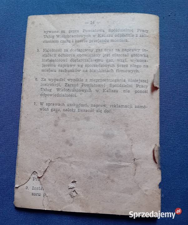 Ksiażka kontroli wymiany butli z gazem Wydana w Koźminek