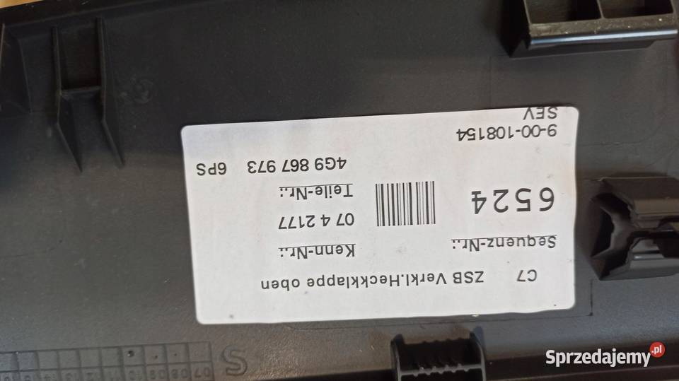 AUDI A6 C7 TAPICERKA KLAPY BAGAŻNIKA 4G9867973 osobowe