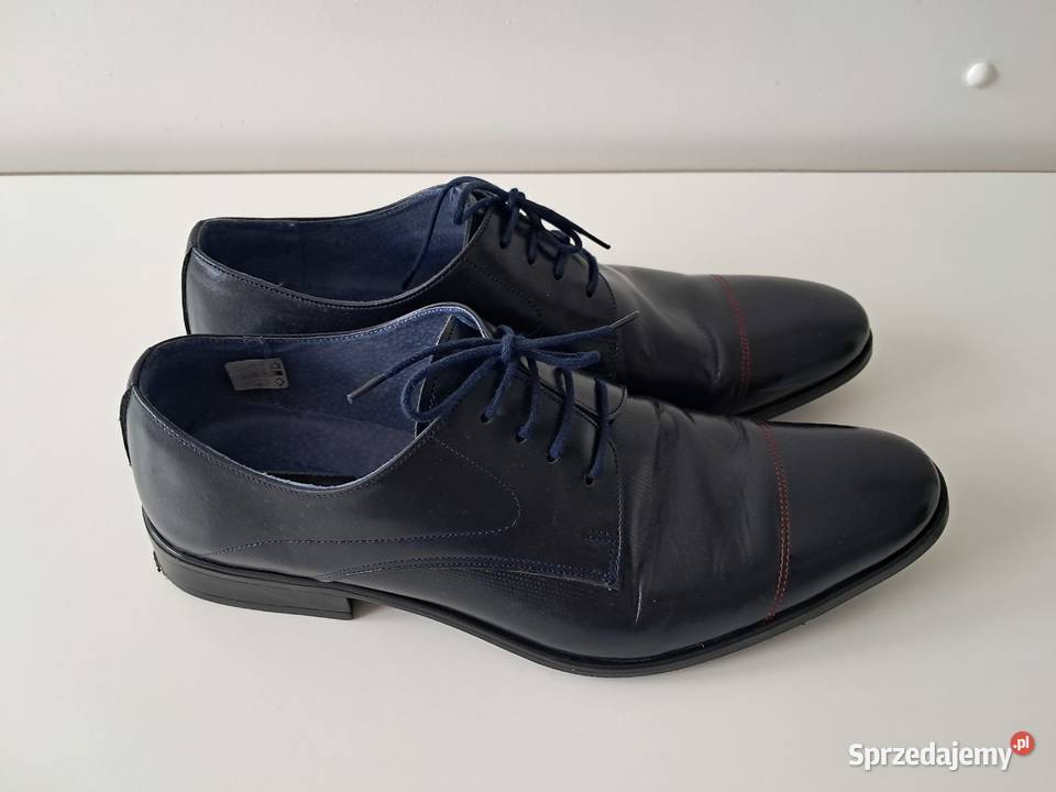 Buty męskie półbuty skórzane granatowe Brózda do Kraków