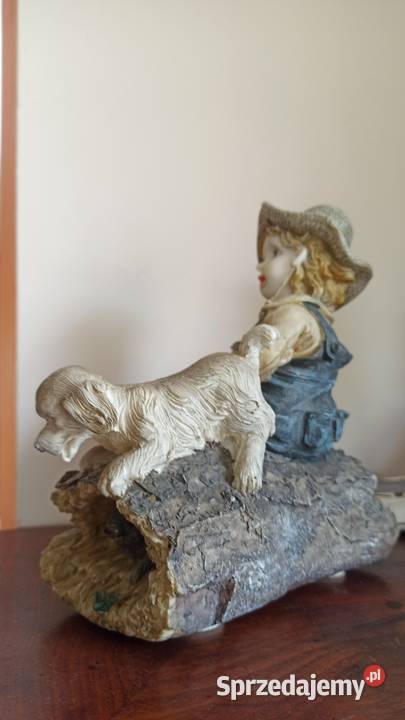 Figurka chłopca z psem Biskwitowa Piękna scenka Gdańsk