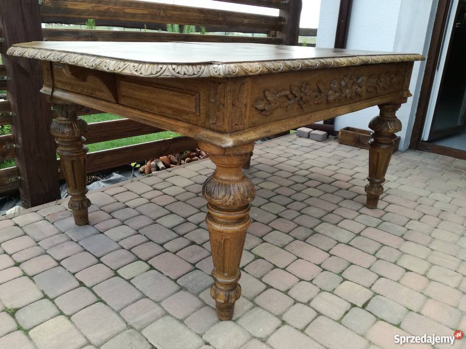 Zabytkowy stary stół stuletni 81cm Jarocin