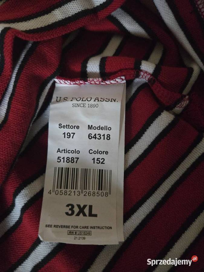 Czerwonobiała koszulka polo US Polo ASSN stan Rozmiar 3XL Czaplinek