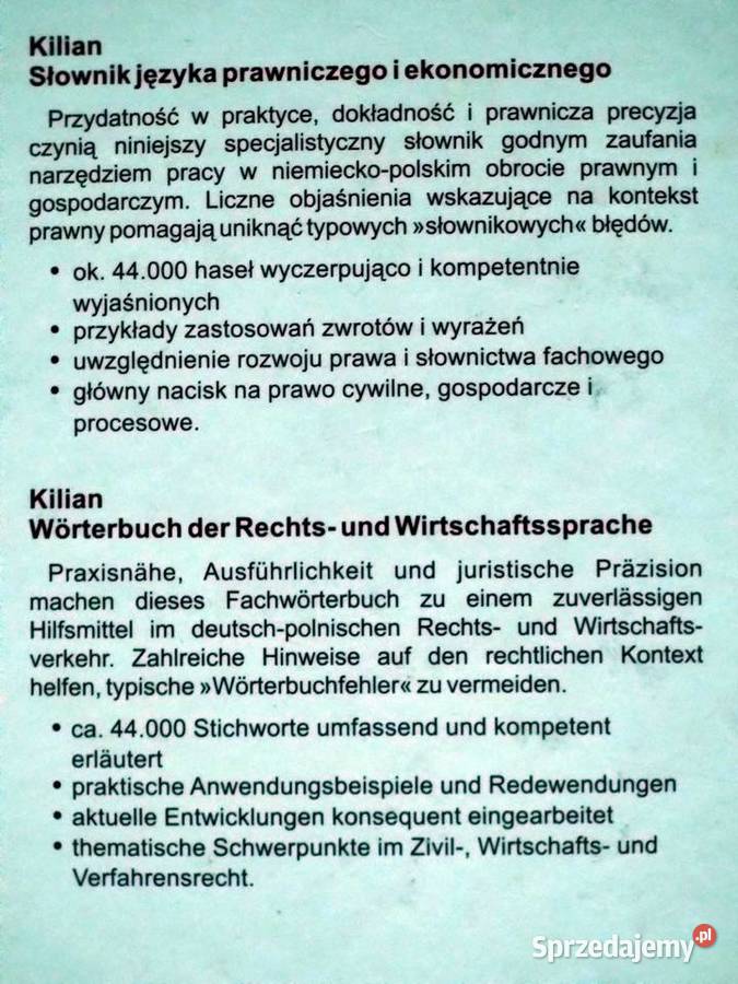 Słownik języka prawniczego i ekonomicznego Książki do nauki języka obcego Warszawa