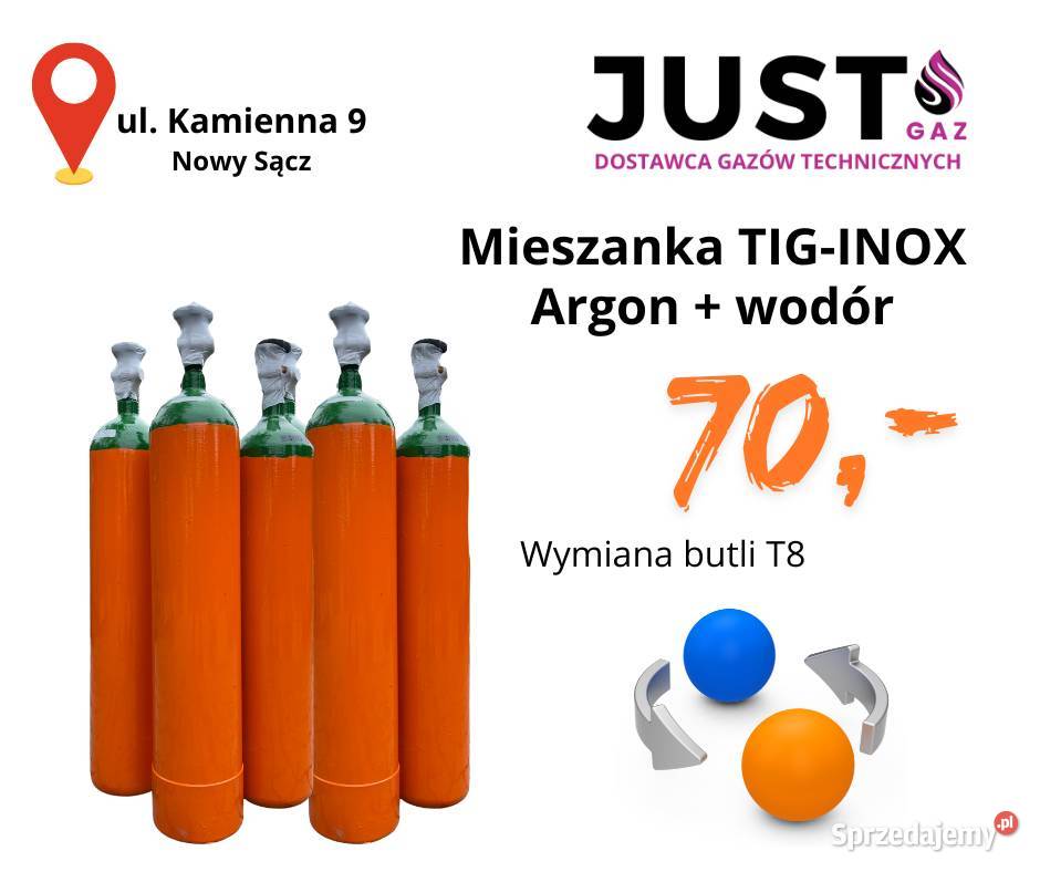 Gaz do TIGa Argonwodór gaz do nierdzewki INOX Nowy Sącz