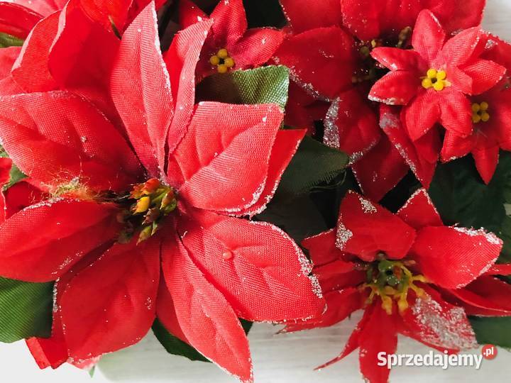 Sztuczne kwiaty ozdoba wiązanka stroik czerwone Łódź