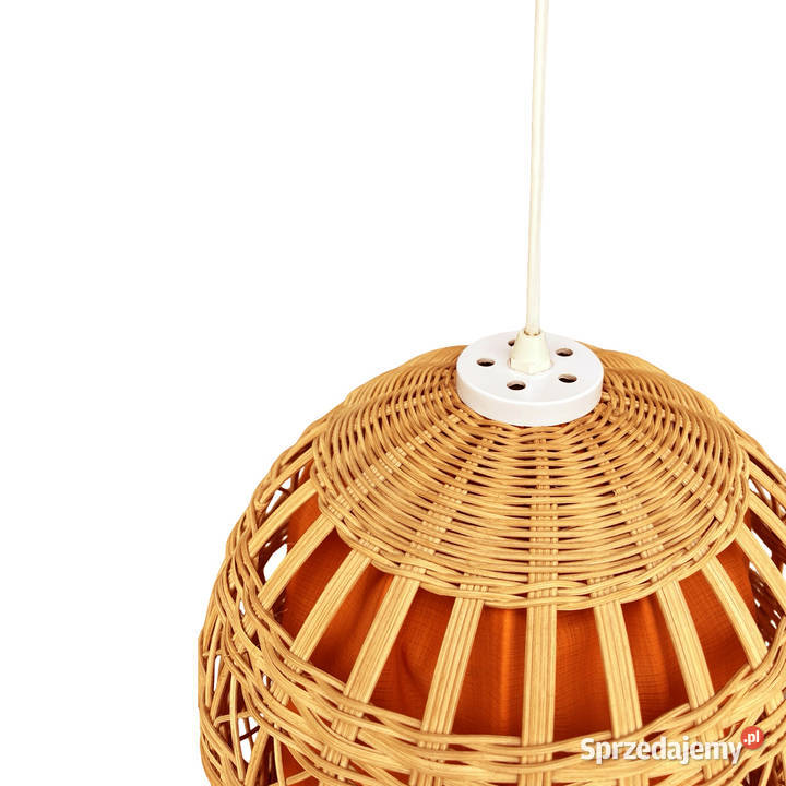 Lampa sufitowa z wiklinowym kloszem Polska lata Warszawa