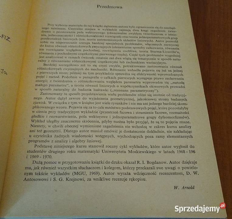 Równania różniczkowe zwyczajne W I Arnold Gdańsk