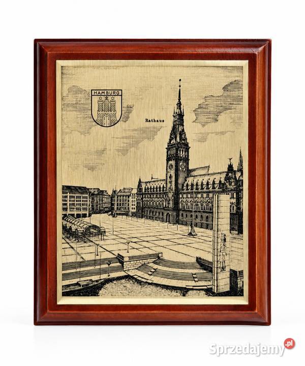 Stylowy grawer retro Ratusz w Hamburgu Rathaus Poddębice