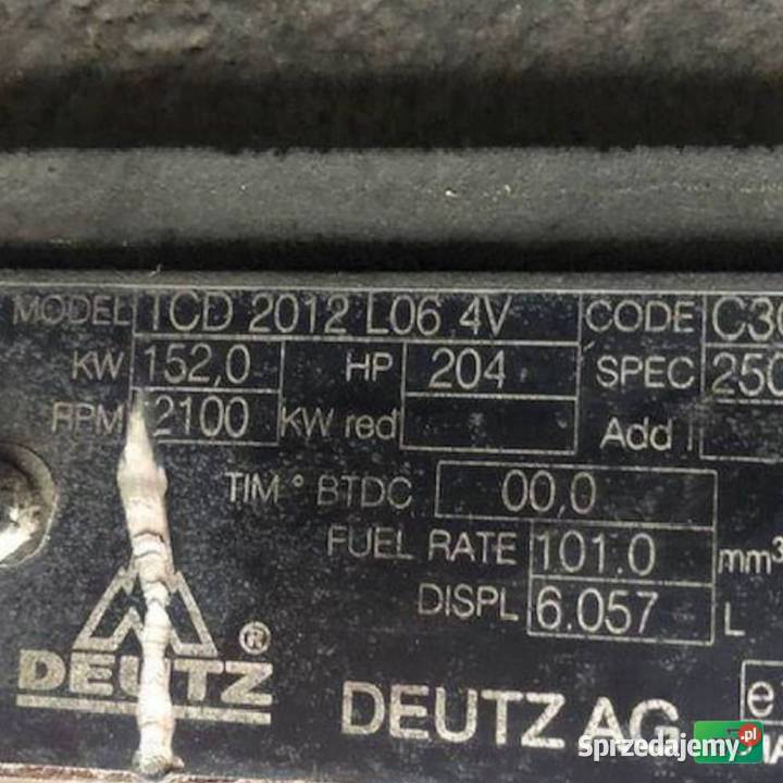 Silnik Deutz TCD 2012 L06 4V Blok 04289543 Silnik i osprzęt Wilkowo