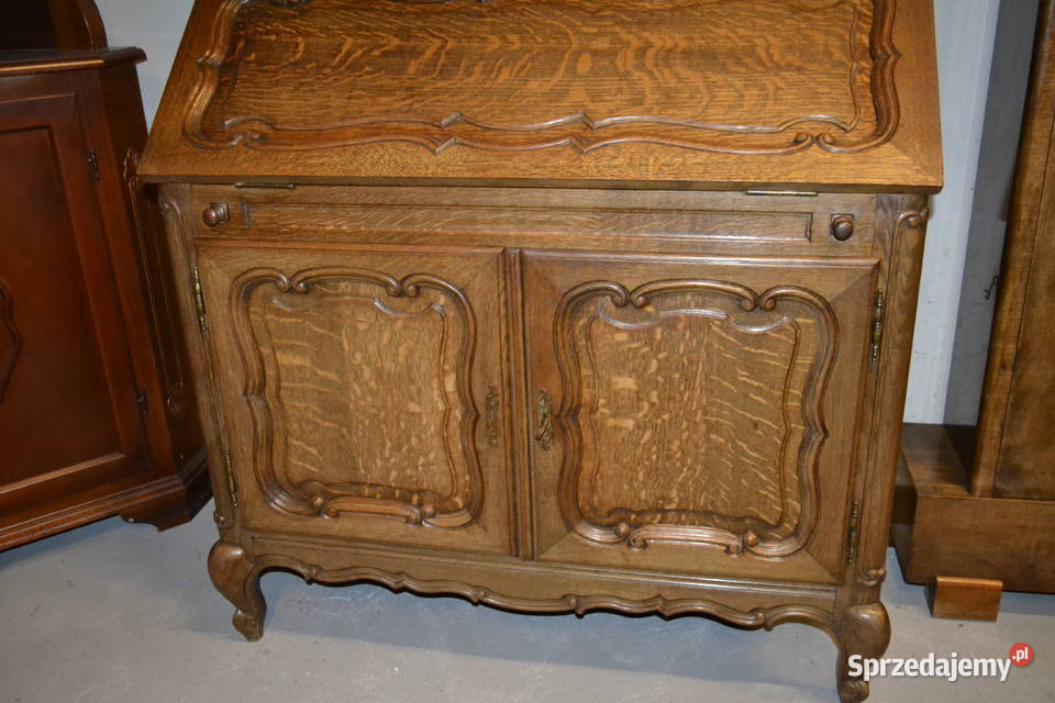 sekretarzyk z nadstawką lity dąb Będzin