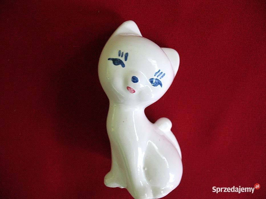 Kot biały mały kotek porcelana 7 x 4 x 3 Siedlce