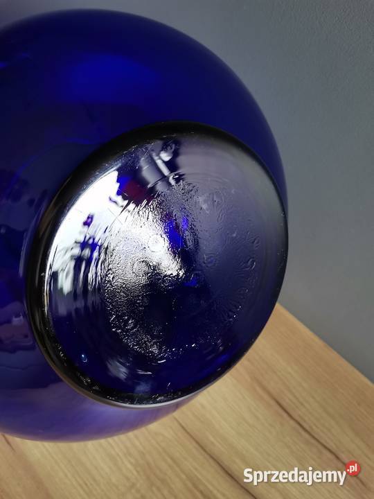 Stary duży niebieski wazon szkło kobaltowe Porcelana i szkło Katowice
