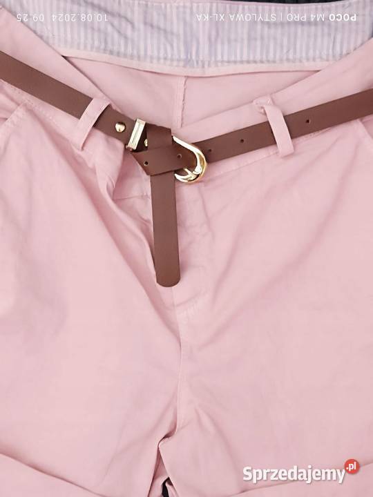 Spodenki damskie szorty róż kieszenie pasek XL42 Wieluń