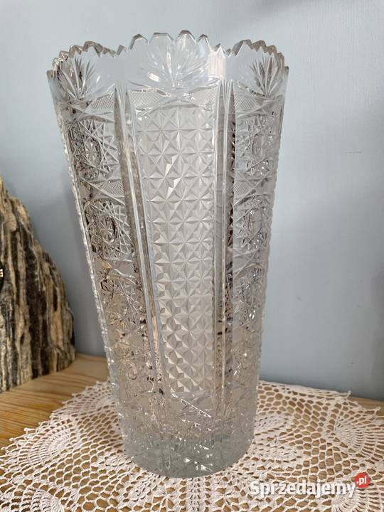 Krysztalowy wazon na zeby fantazyjne szlif Rękodzieło Jelenia Góra