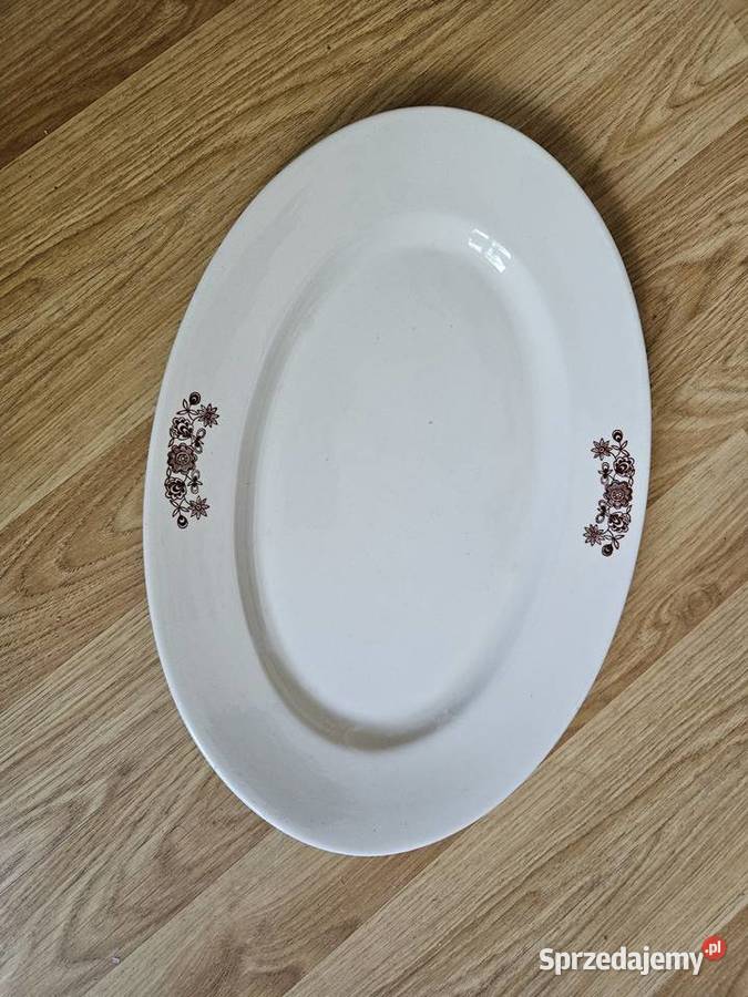 0015Półmisek owalny w brązowe kwiaty z Włocławka Bydgoszcz