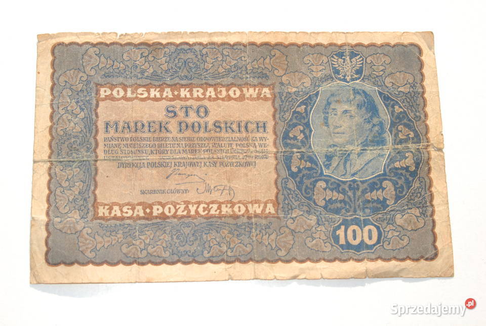 Stary banknot 100 marek Polskich 1919 antyk Cieszyn