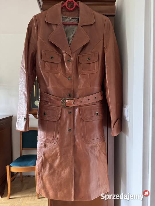 Płaszcz skóra naturalna XS camel brąz vintage z śląskie Częstochowa