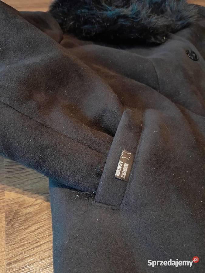 Elegancki czarny kożuch eko damski Warszawa