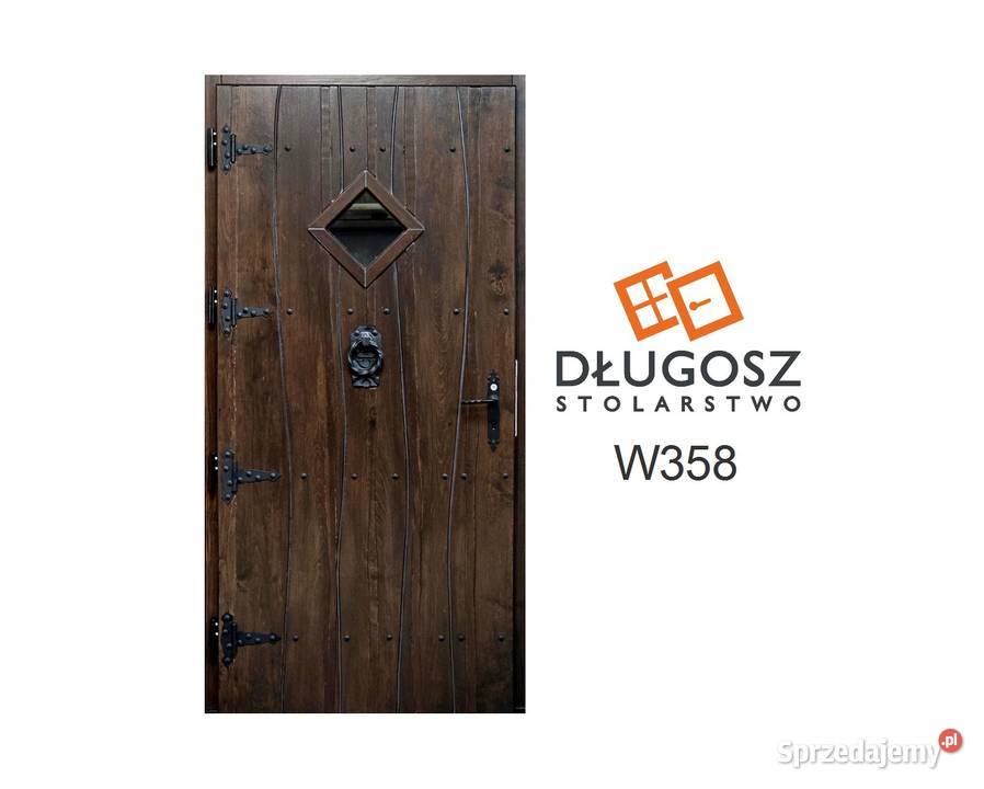 Drzwi DŁUGOSZ drewniane zewnętrzne wiejskie opolskie Nysa