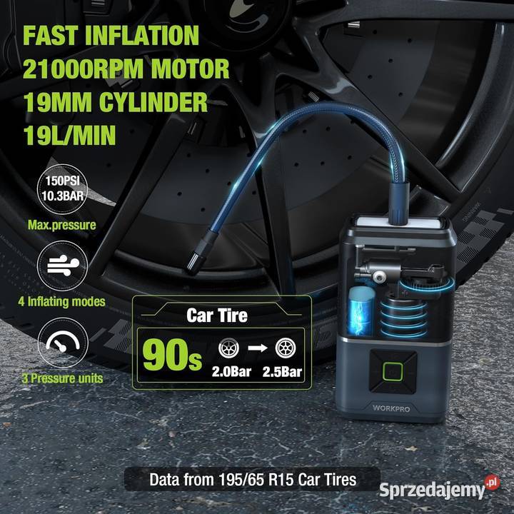 WORKPRO Kompresor bezprzewodowy 150 PSI 2500 mAh Pompki, kompresory przenośne Rzeszów