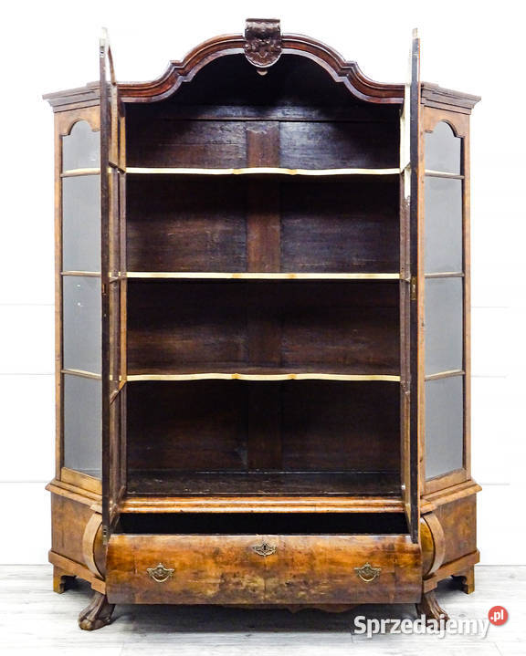 Wysoka WITRYNA drewniana ORZECH 227 zdobiona Kalisz sprzedam