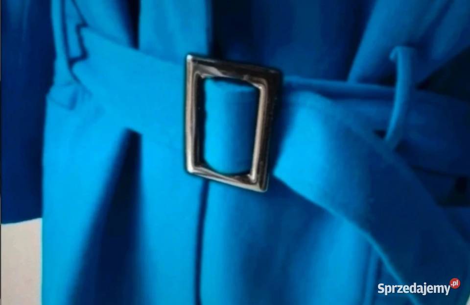 Płaszcz wełniany długi niebieski zimowy XXL 44 sprzedam