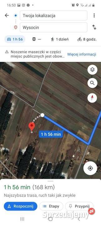 Sprzedam działkę 7400 m Wysocin gm Przyłęk 66 9zł/m2
