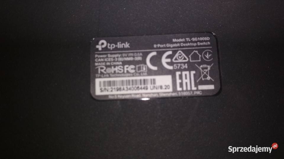 TPLink TLSG1008D Switch 8portowy Gigabit Ethernet małopolskie Wieliczka sprzedam