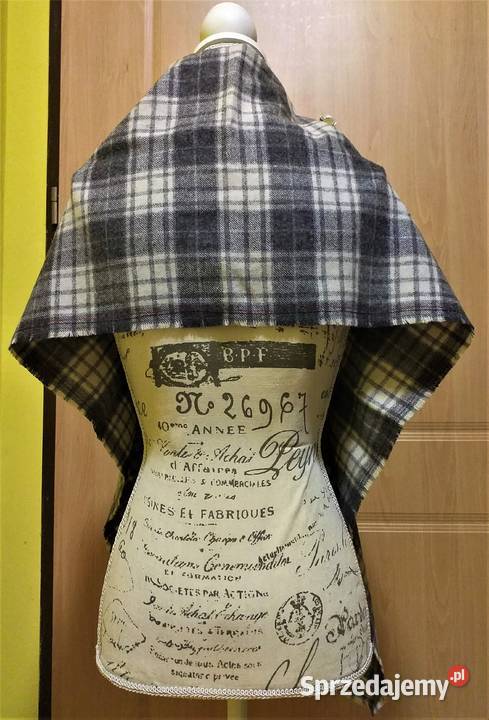 Wełniany szal białoszaroczarny szalik chusta śląskie Katowice sprzedam