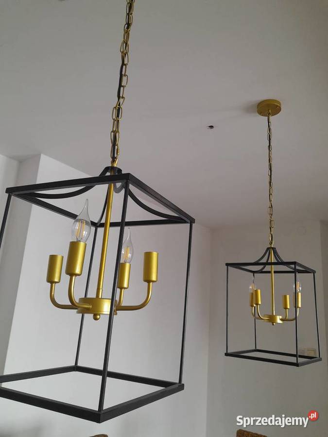 Dwie lampy rustykalne złoto Lampy wiszące