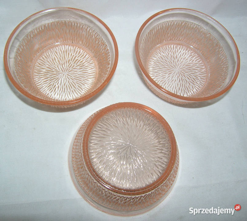 miseczki vintage depresyjne szkło pinkAlD Bartków sprzedam