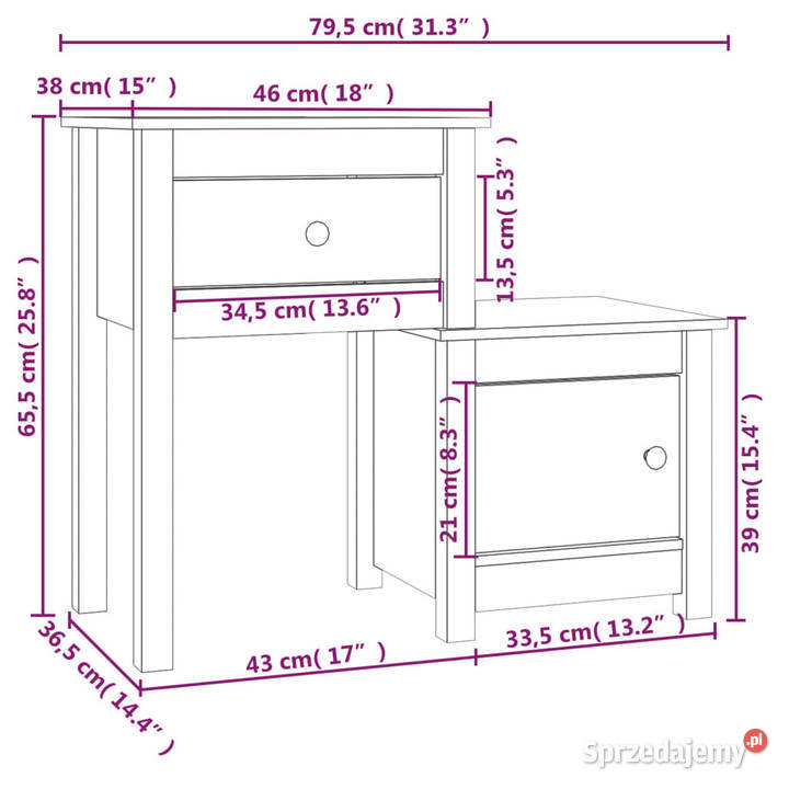Szafki nocne 2 795x38x655 lite drewno sosnowe mazowieckie Warszawa sprzedam