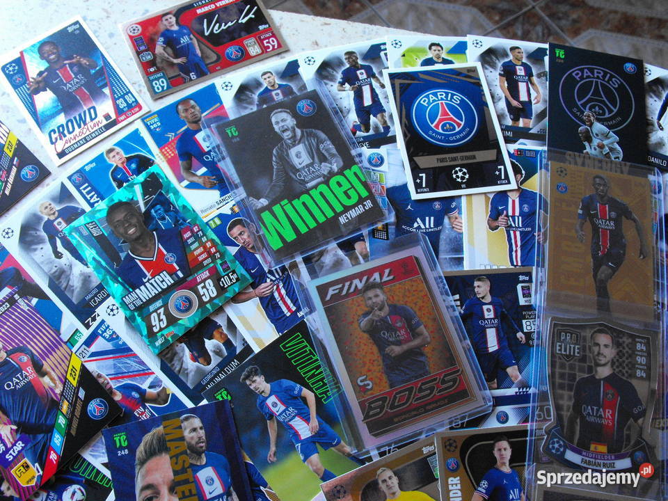 MEGA zestaw 88 sztuk karty PSG PANINI TOPPS śląskie sprzedam