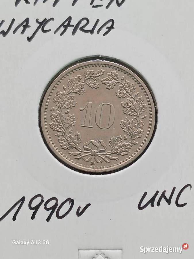 10 Rappen Szwajcaria 1990 r UNC Konin