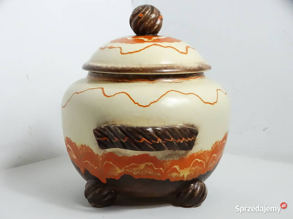 Stylowa ceramiczna waza retro na nóżkach Waza do Biłgoraj sprzedam