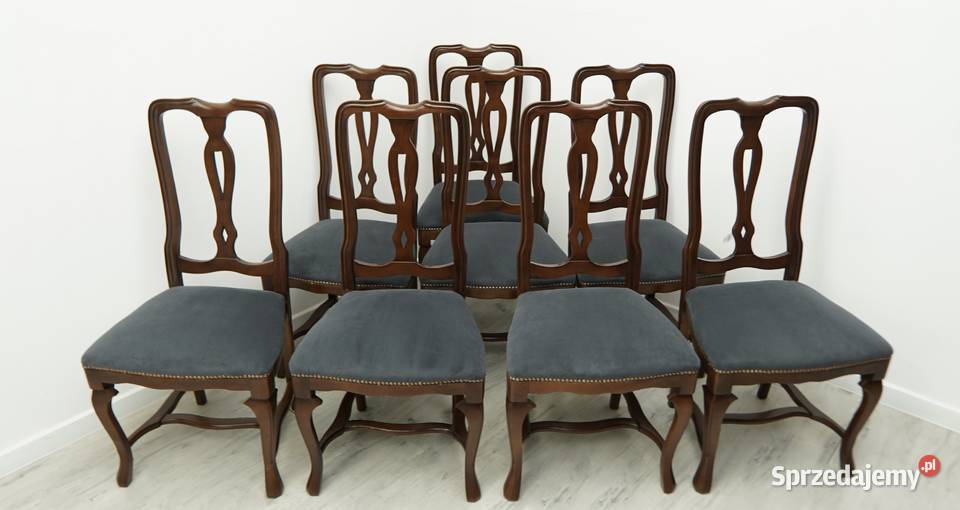 Komplet 8 eleganckich krzeseł Francjalata 40te wielkopolskie Jerka