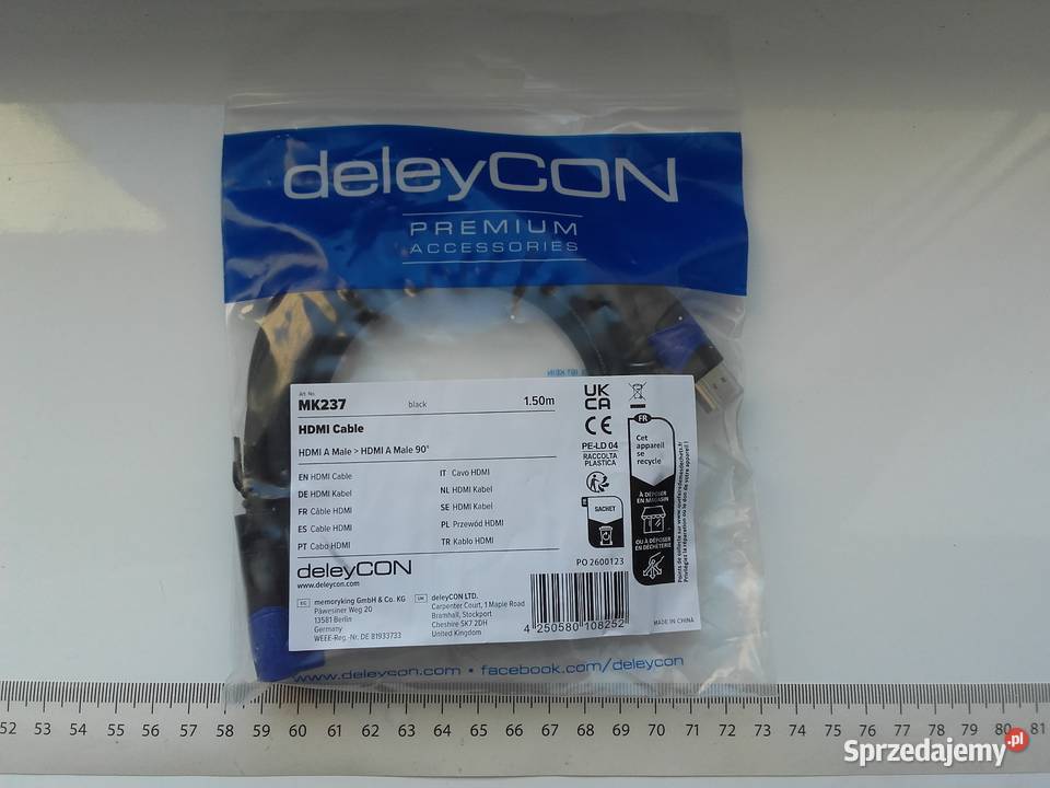 Kabel deleyCON MK237 HDMIHDMI 15m kąt 90 HDMI20a kujawsko-pomorskie Bydgoszcz