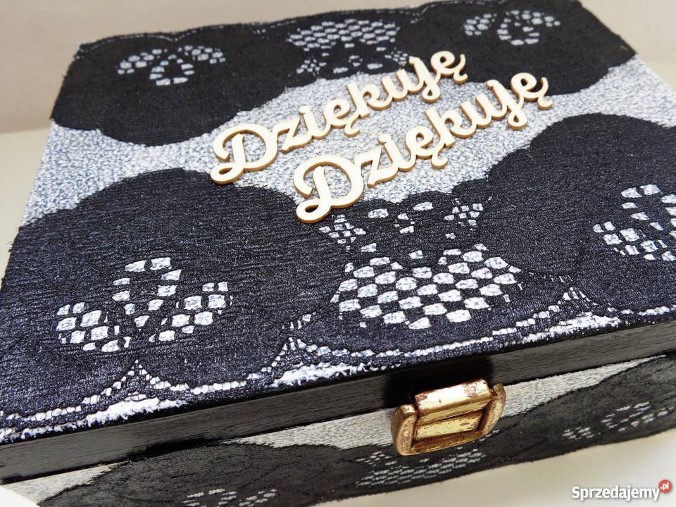 CZARNA KORONKA Drewniana ozdobna skrzyneczka na Warszawa