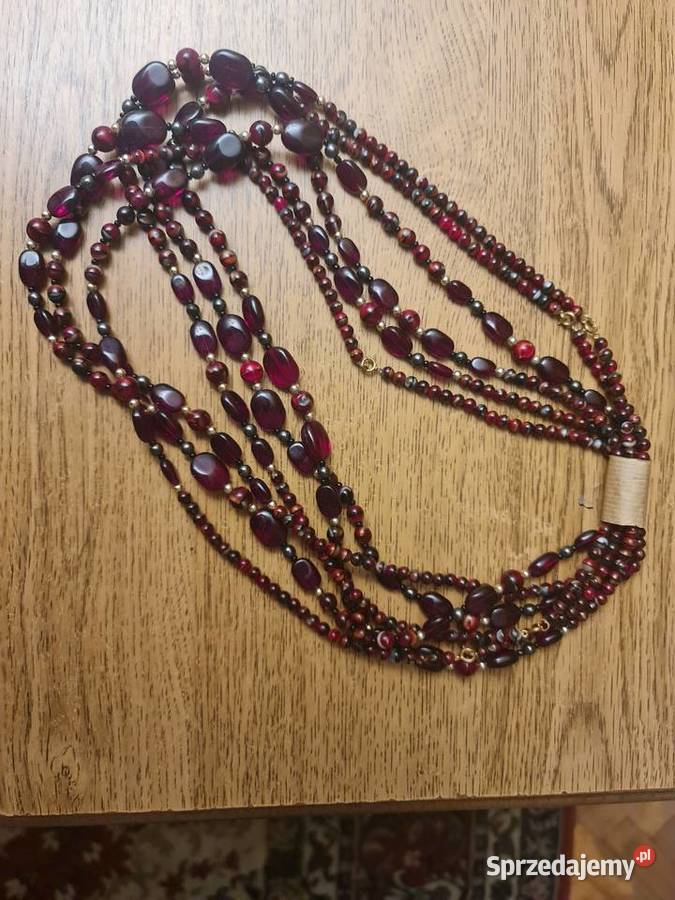 Naszyjnik z bordowych kamieni półszlachetnycb Katowice