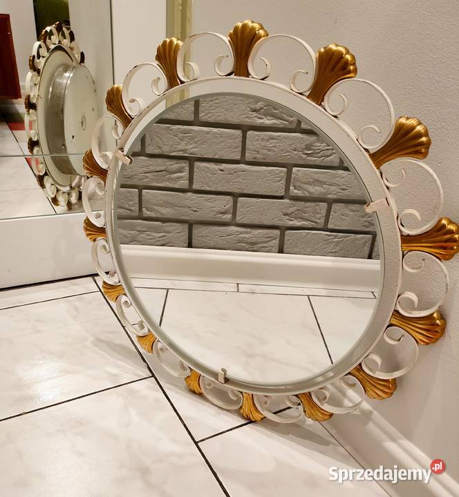 Lustro podświetlane mosiądz E Hillebrand lata 50 wielkopolskie Kalisz