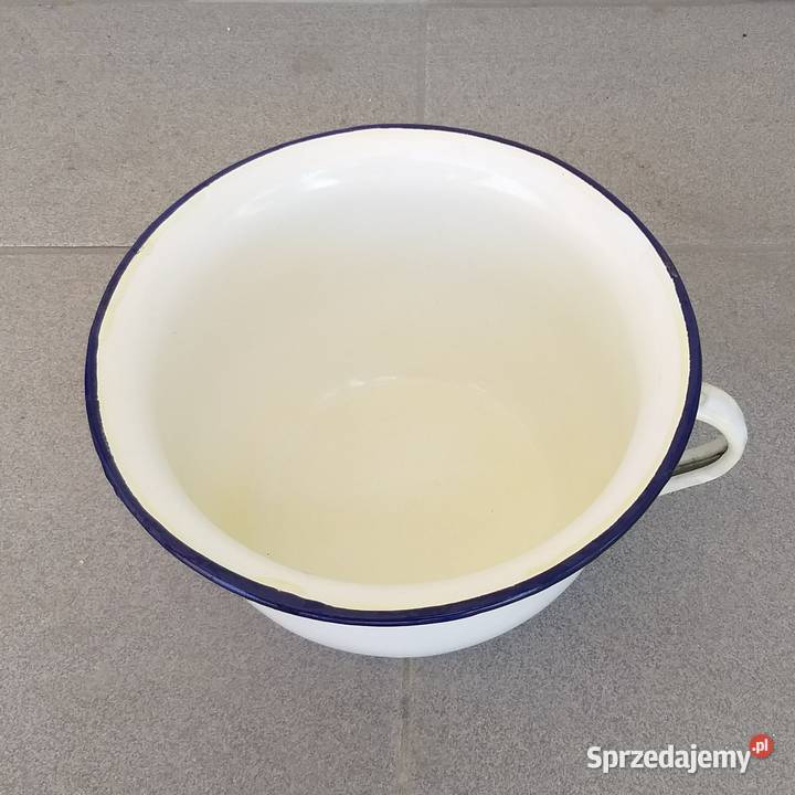 Stary nocnik emaliowany z uchem vintage Warszawa