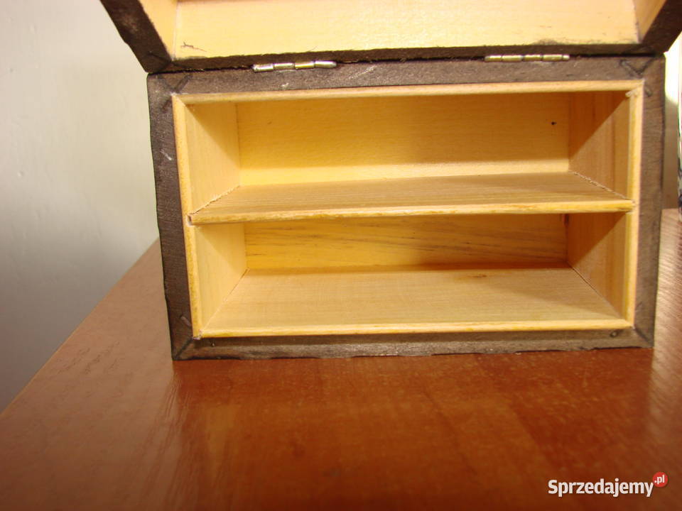 drewniane pudełko na karty PRL Pruszcz Gdański sprzedam