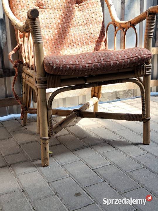 Unikatowy fotel bambusowy vintage lata 60 Poddębice