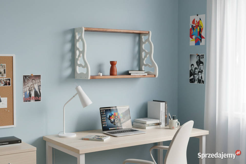 półka wisząca ażurowe boki i dwie drewniane Warszawa