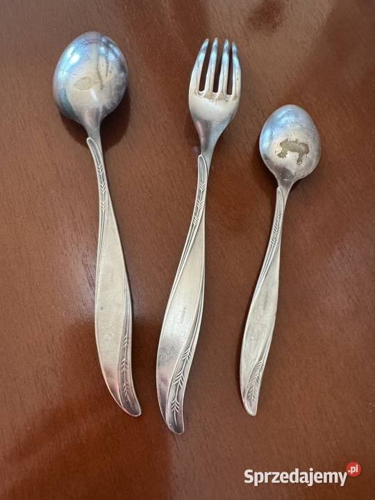 Antyki sztućce fraget srebrne 3 sztuki PRL lata Częstochowa