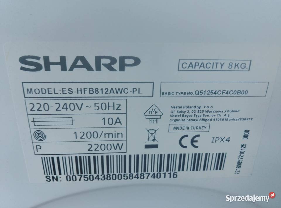 Części pralki Sharp Pralki i suszarki