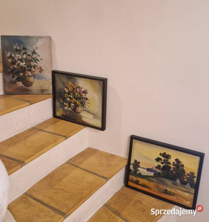 OBRAZ martwa natura kwiaty olej płótno autograf Lublin