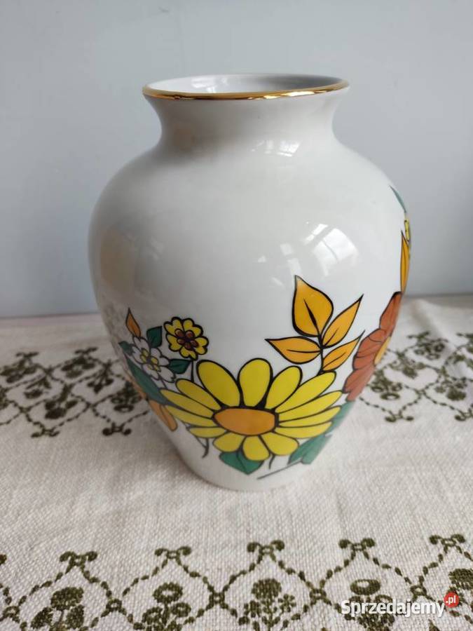 Wazon porcelanowy w kwiaty z Chodzieży opolskie Głuchołazy