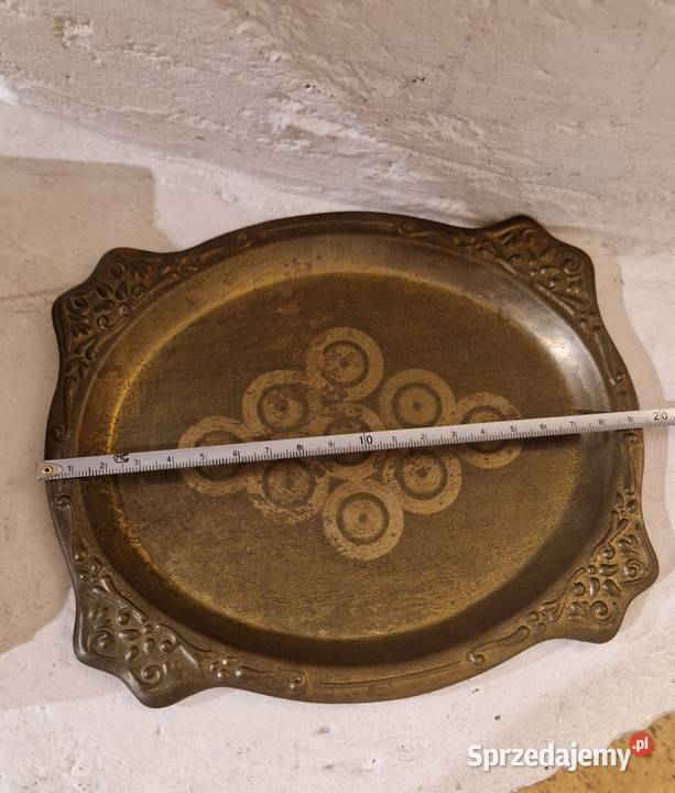 Zupełnie nowa tacka vintage metalowa złota lata Lublin