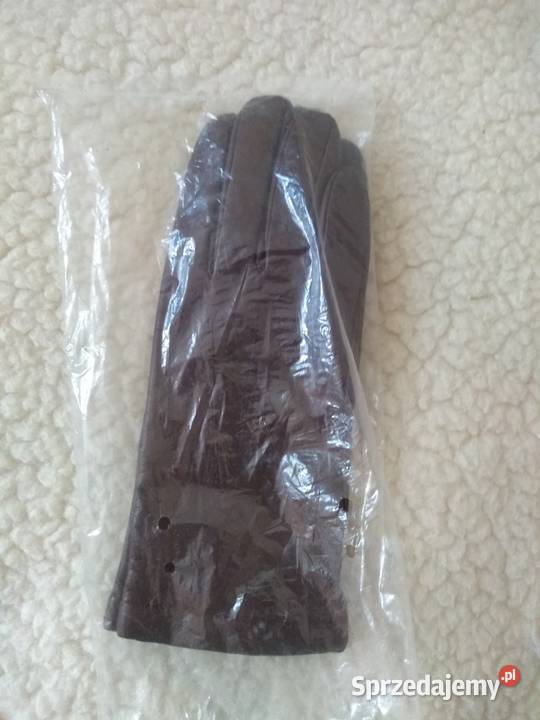 Rękawiczki męskie skórzane w kolorze brązowym Dębica